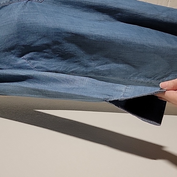 Vineyard Vines Shirt Dress Tunic V-neck 3/4 Sleeve Lyocell Linen Chambray 0 XS - Picture 6 of 16